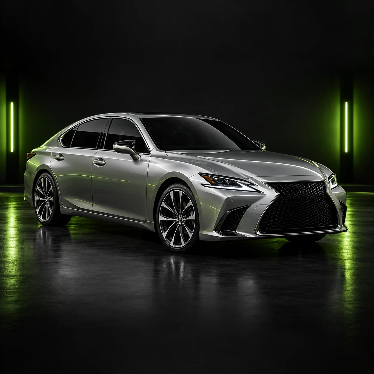 Illustrative silver sedan showing a refined automotive finish